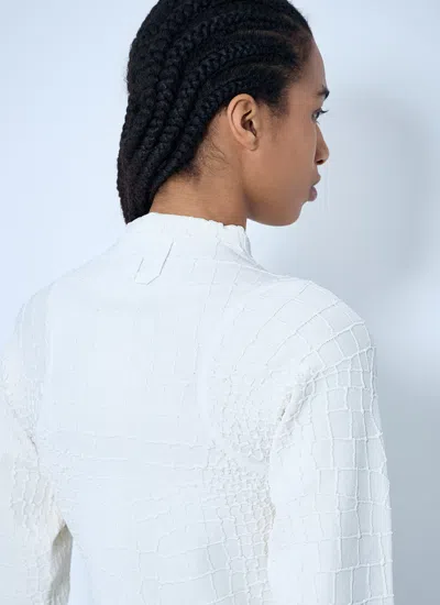 Jacquemus Womens Off-white The Scala Croc-embossed Woven-stretch Cardigan In White