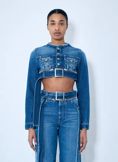 Jean Paul Gaultier Women Crop Denim Jacket With Zip-belt