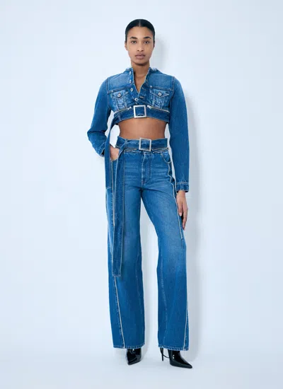 Jean Paul Gaultier Women Crop Denim Jacket With Zip-belt