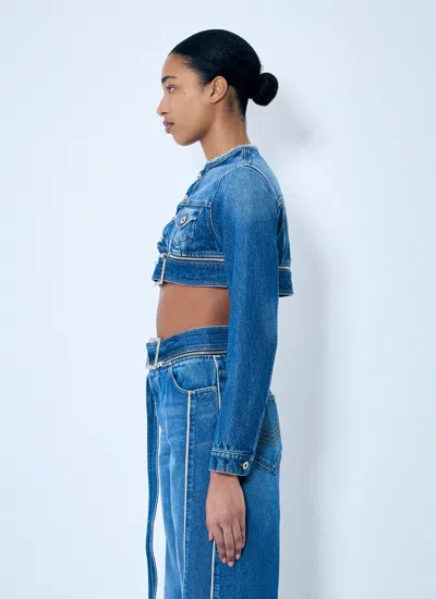 Jean Paul Gaultier Women Crop Denim Jacket With Zip-belt