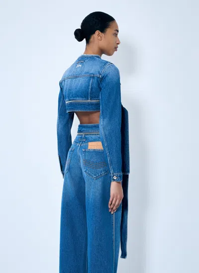 Jean Paul Gaultier Women Crop Denim Jacket With Zip-belt