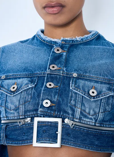 Jean Paul Gaultier Women Crop Denim Jacket With Zip-belt