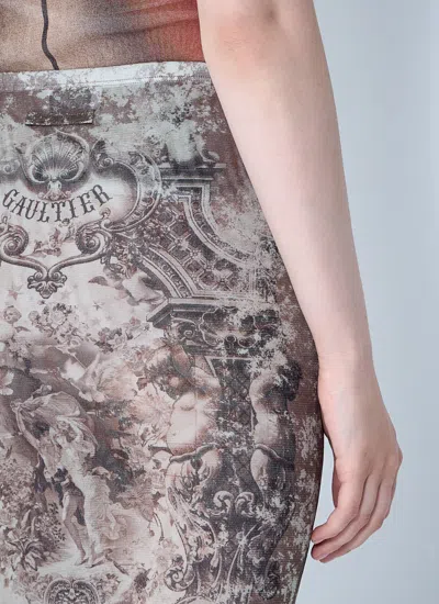 Jean Paul Gaultier Médaillon Mesh Skirt In Brown