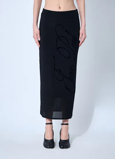 Jean Paul Gaultier Women Mesh Tattoo Midi Skirt In Black