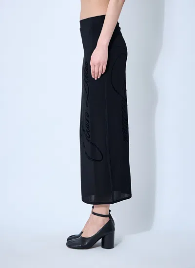 Jean Paul Gaultier Women Mesh Tattoo Midi Skirt In Black