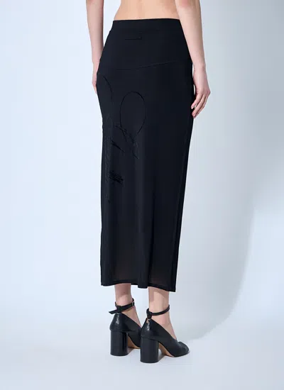 Jean Paul Gaultier Women Mesh Tattoo Midi Skirt In Black