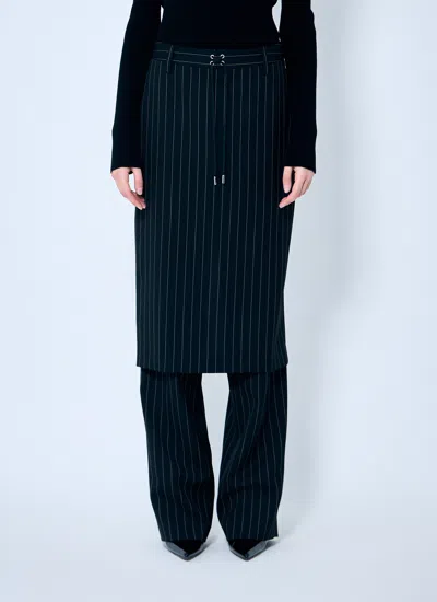 Jean Paul Gaultier Women Pinstriped Tailored Pants With Skirt Overlay