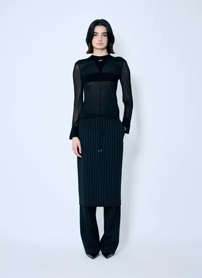 Jean Paul Gaultier Women Pinstriped Tailored Pants With Skirt Overlay