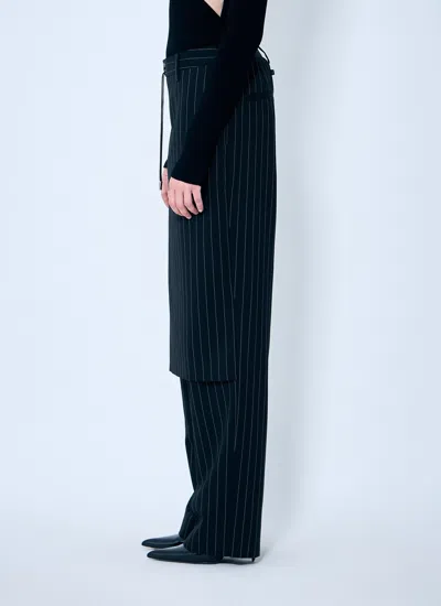 Jean Paul Gaultier Women Pinstriped Tailored Pants With Skirt Overlay