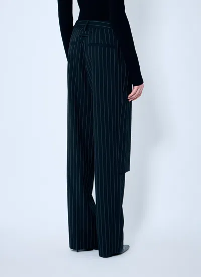 Jean Paul Gaultier Women Pinstriped Tailored Pants With Skirt Overlay