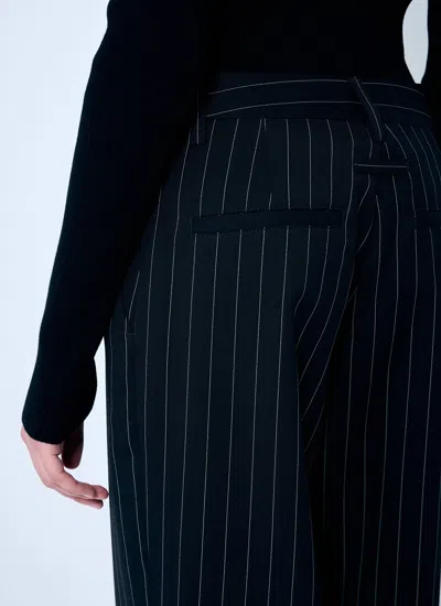 Jean Paul Gaultier Women Pinstriped Tailored Pants With Skirt Overlay