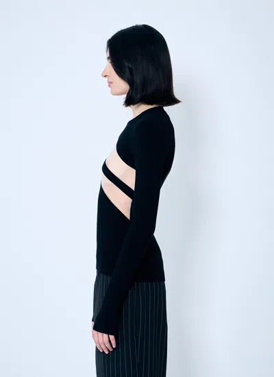 Jean Paul Gaultier Women Rib Sweater With Transparent Panels