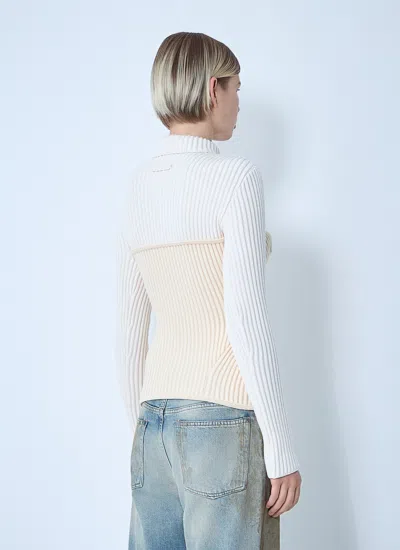Jean Paul Gaultier Women Ribbed Wool Sweater In Neutral