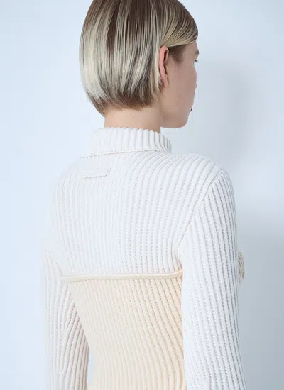 Jean Paul Gaultier Women Ribbed Wool Sweater In Neutral