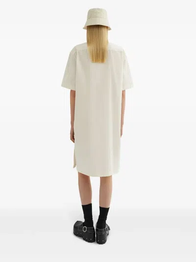 Jil Sander Relaxed Silhouette Cotton Dress With Classic Collar In Gray