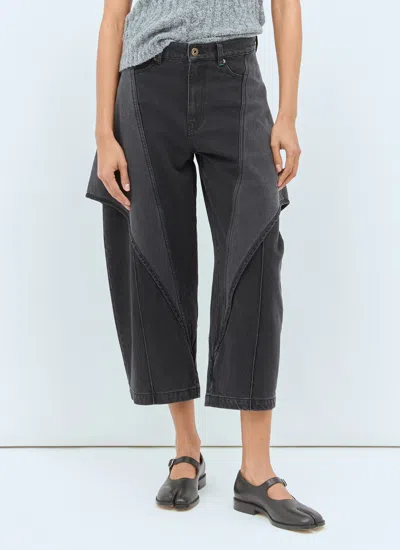 Jw Anderson Women Cropped Sculptural Jeans In Black