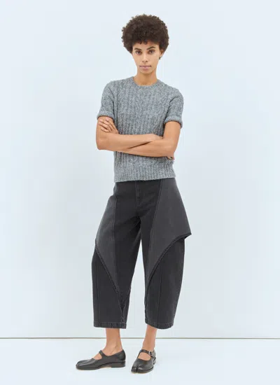 Jw Anderson Women Cropped Sculptural Jeans In Black