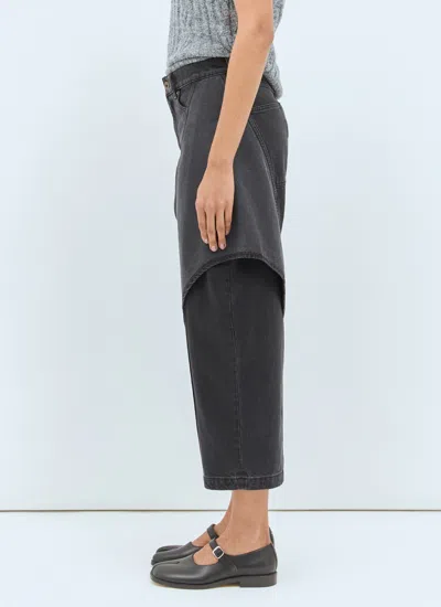 Jw Anderson Women Cropped Sculptural Jeans In Black