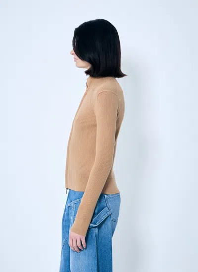 Jw Anderson Fitted Zip Up Cardigan In Brown