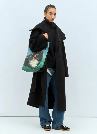 Jw Anderson Women Leather Patch Pocket Sweater In Black