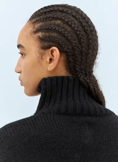 Jw Anderson Women Leather Patch Pocket Sweater In Black
