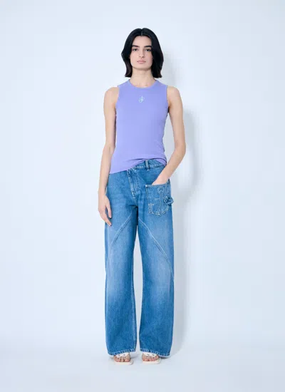 Jw Anderson Twisted Midrise Workwear Boyfriend Jeans In Animal Print
