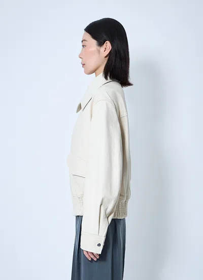 Lemaire Long-sleeved Leather Jacket In Neutral