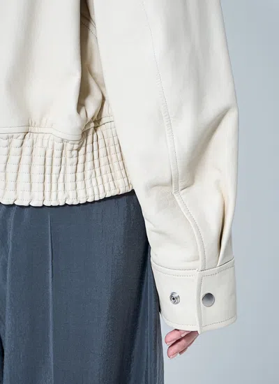 Lemaire Long-sleeved Leather Jacket In Neutral