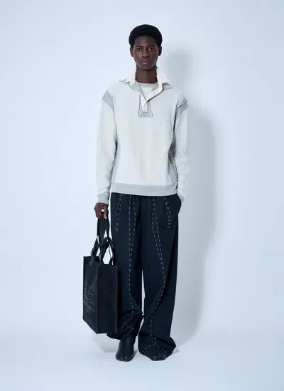 Maison Margiela Cotton Hoodie With Pointed Collar And Side Pockets In Gray