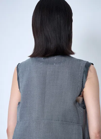 Maison Margiela Women Distressed Wool Waistcoat In Blue
