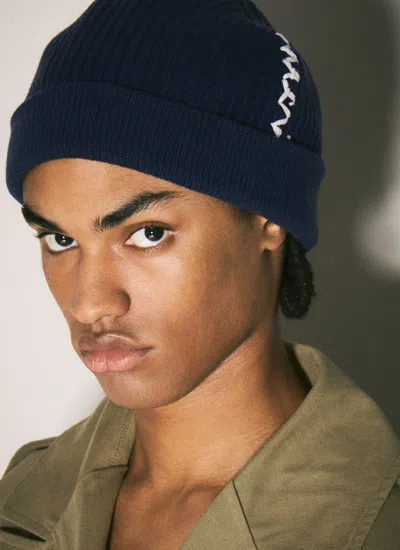 Marni Men Hand-embroidered Logo Beanie Hat