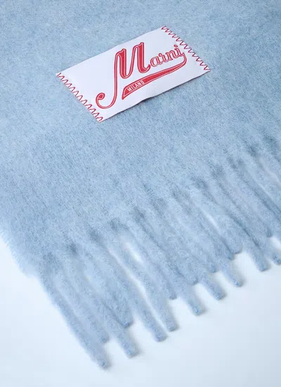 Marni Women Fringed Wool Scarf In Blue