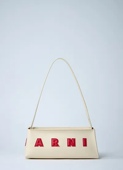 Marni Borsa A Spalla Museo Baguette In Pelle Crema