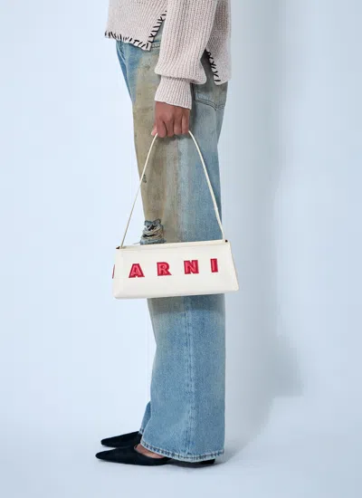 Marni Borsa A Spalla Museo Baguette In Pelle Crema