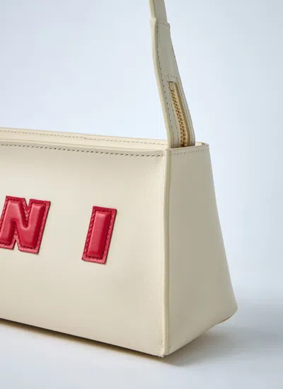 Marni Borsa A Spalla Museo Baguette In Pelle Crema
