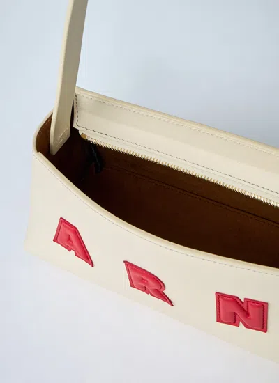 Marni Borsa A Spalla Museo Baguette In Pelle Crema