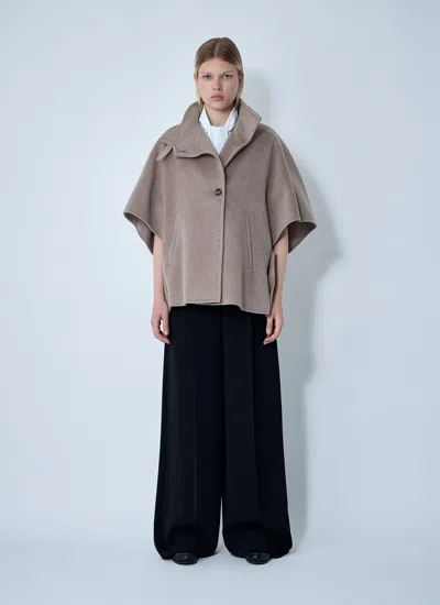 Max Mara Women Cashmere Logo Motif Poncho In Gray