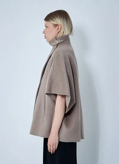 Max Mara Women Cashmere Logo Motif Poncho In Gray