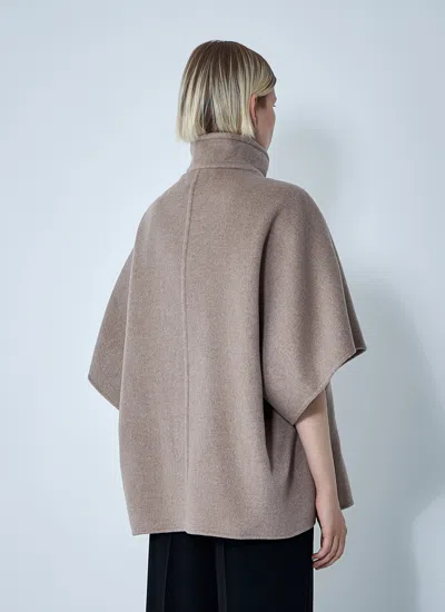 Max Mara Women Cashmere Logo Motif Poncho In Gray