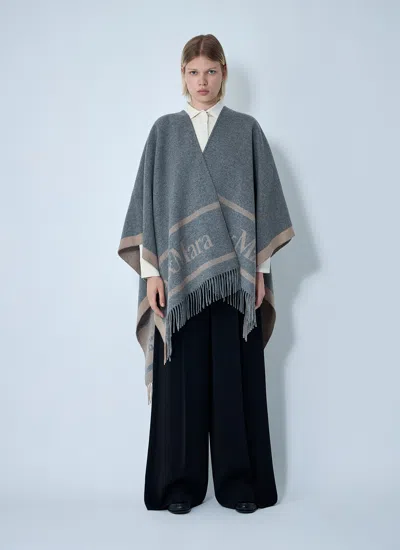 Max Mara Women Hilde Logo Motif Scarf In Gray