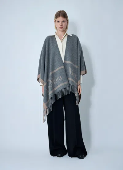 Max Mara Women Hilde Logo Motif Scarf In Gray