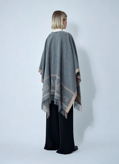 Max Mara Women Hilde Logo Motif Scarf In Gray
