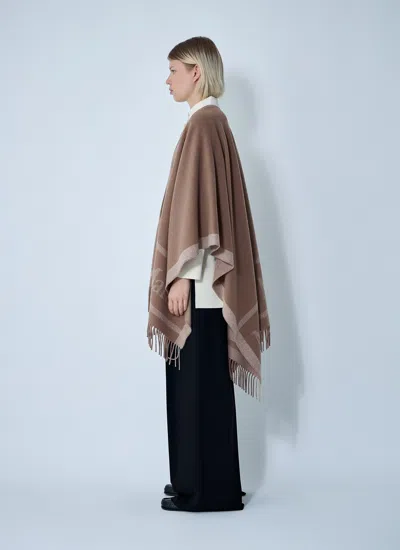 Max Mara Camel Jacquard Wool Hilde Poncho In Neutral
