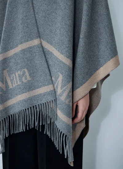 Max Mara Women Hilde Logo Motif Scarf In Gray