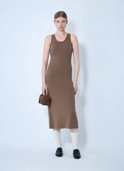 Max Mara Women Knitted Wool Midi Dress In Brown