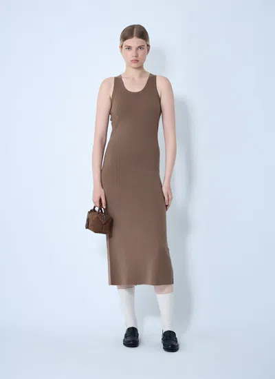 Max Mara Women Knitted Wool Midi Dress In Brown