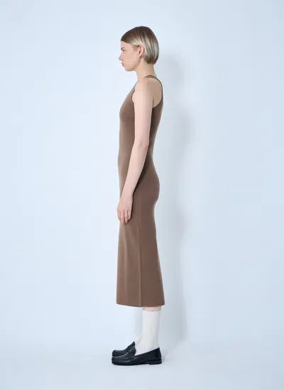Max Mara Women Knitted Wool Midi Dress In Brown