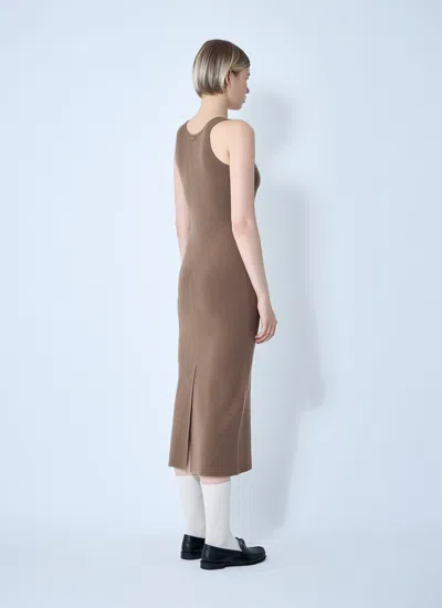 Max Mara Women Knitted Wool Midi Dress In Brown