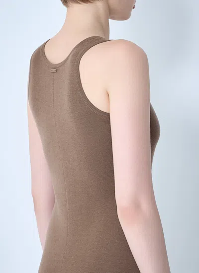 Max Mara Women Knitted Wool Midi Dress In Brown