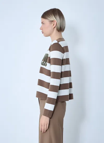 Max Mara Sleeveless Crew Neck Top With Embroidered Detail In Multi